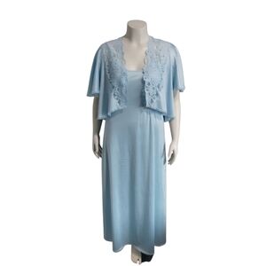 Vintage Rare Vanity Fair Women's XL Lace Peignoir & Slip Intimate Night Gown